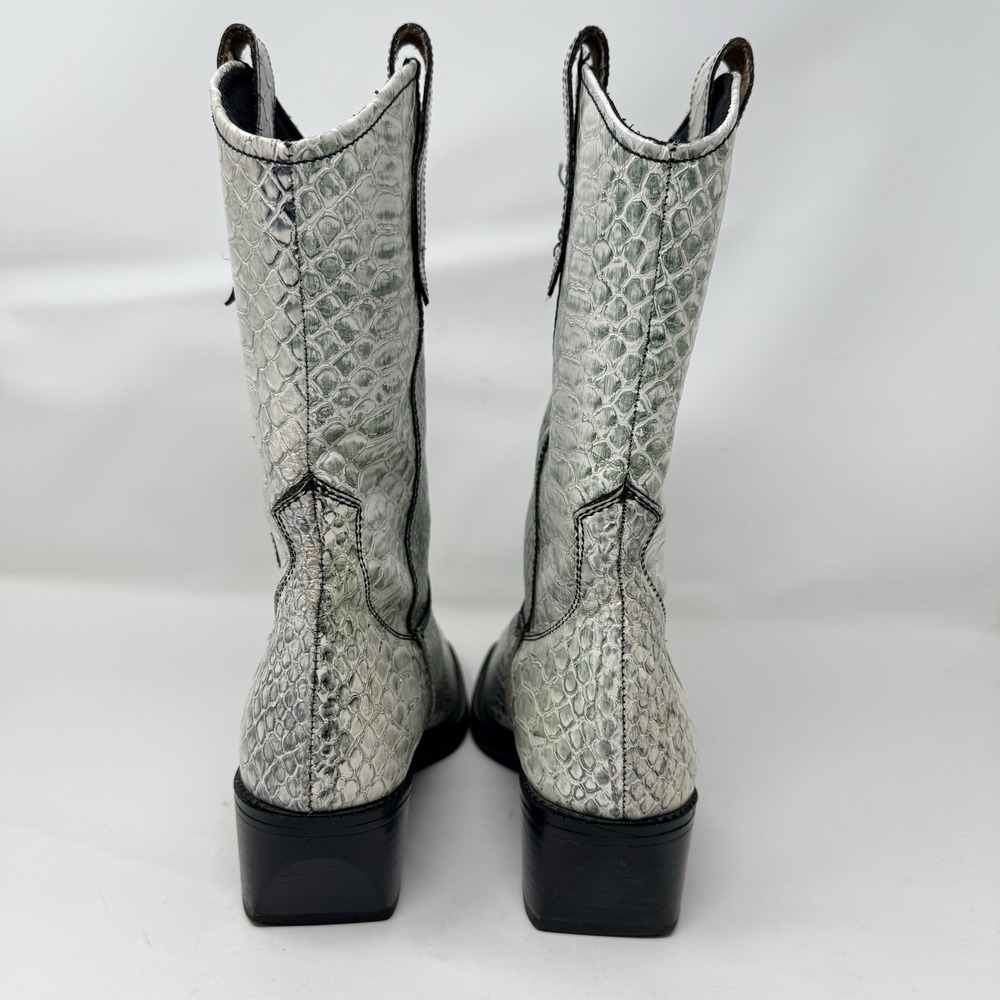 Vintage Tony Lama Vaquero Python Exotic Cowboy Boots Women 8.5 M Western Y2K - Picture 5 of 13